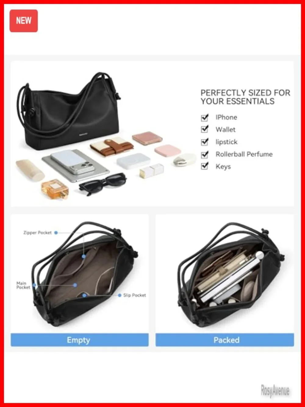 Pebbled Vegan Leather Hobo Shoulder Bag Lightweight Purse Work Travel